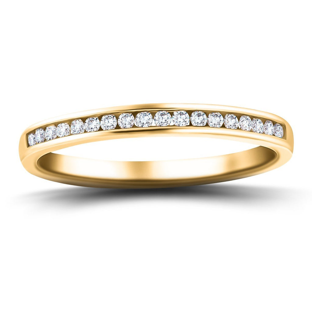 Diamond Channel Half Eternity Ring 0.15ct G/SI 9k Yellow Gold 2.3mm - All Diamond