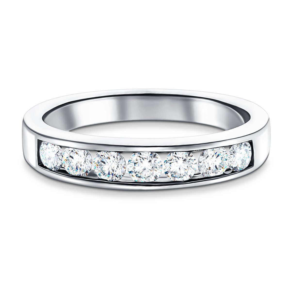Diamond Channel Half Eternity Ring 0.20ct G/SI 18k White Gold 3.0mm - All Diamond