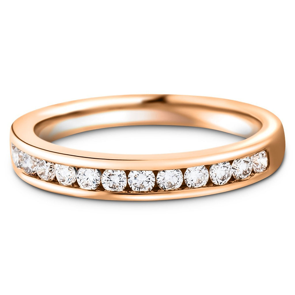 Diamond Channel Half Eternity Ring 0.33ct G/SI 18k Rose Gold 2.7mm - All Diamond
