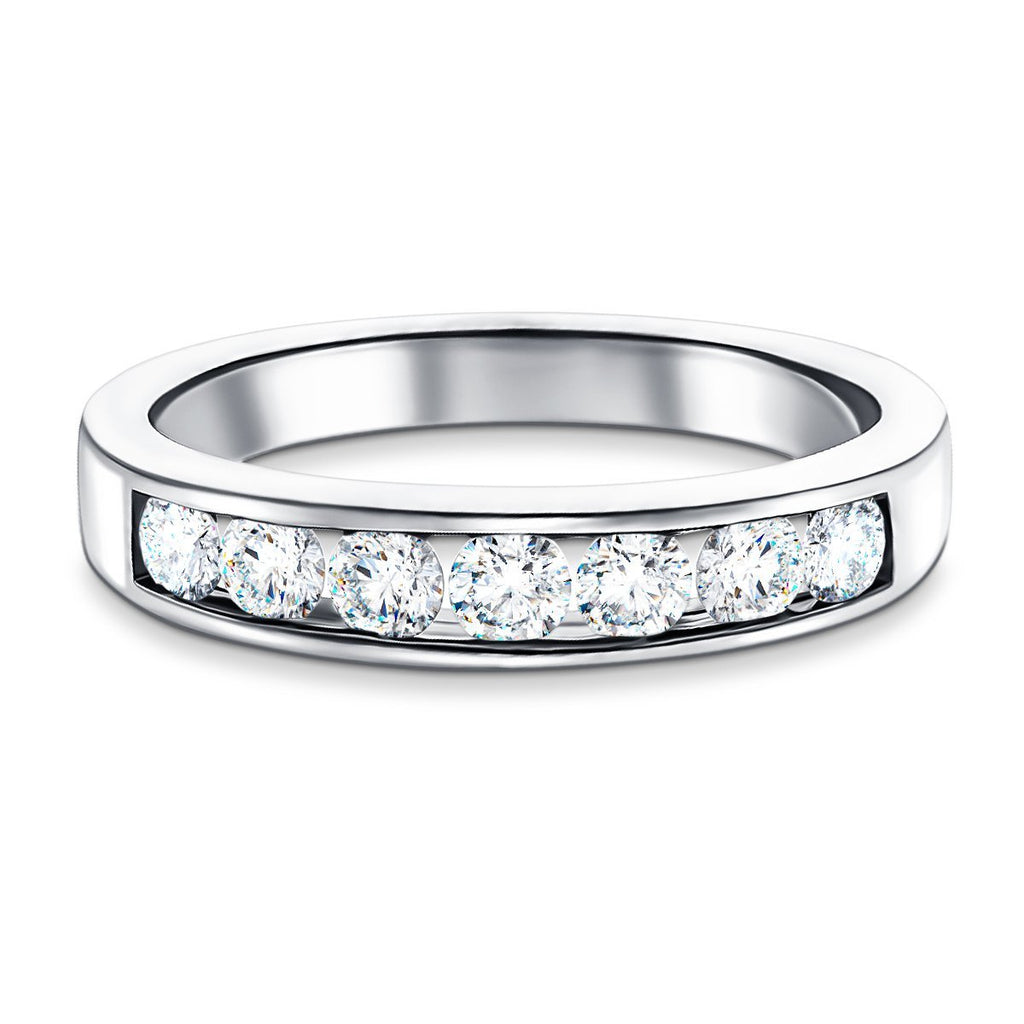 Diamond Channel Half Eternity Ring 0.50ct G/SI 18k White Gold 3.5mm - All Diamond