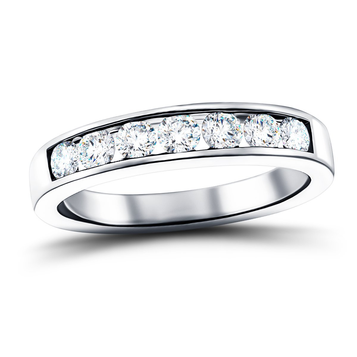 Diamond Channel Half Eternity Ring 0.50ct G/SI in Platinum 3.5mm - All Diamond