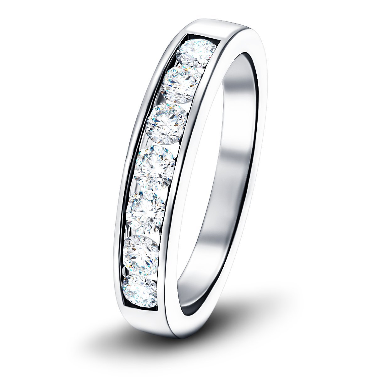 Diamond Channel Half Eternity Ring 0.50ct G/SI in Platinum 3.5mm - All Diamond