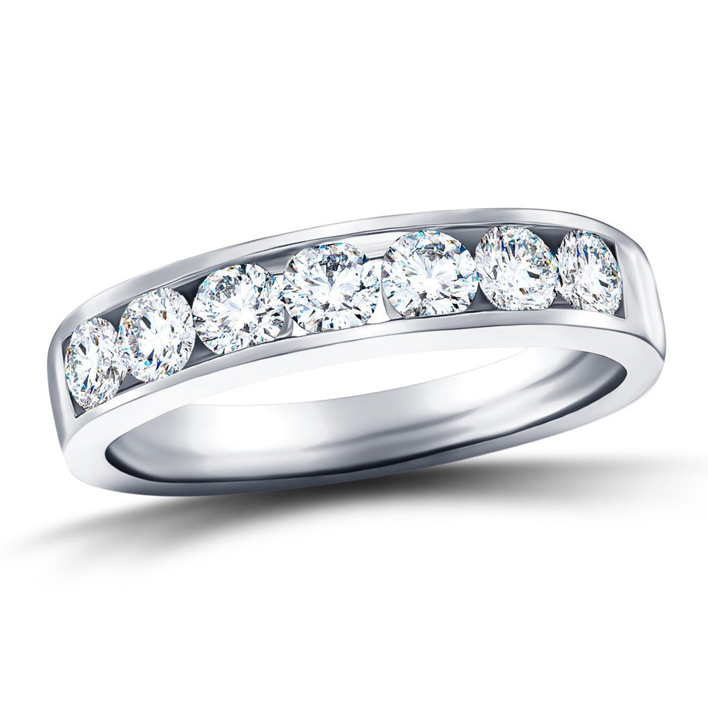 Diamond Channel Half Eternity Ring 0.80ct G/SI 18k White Gold 4.0mm - All Diamond