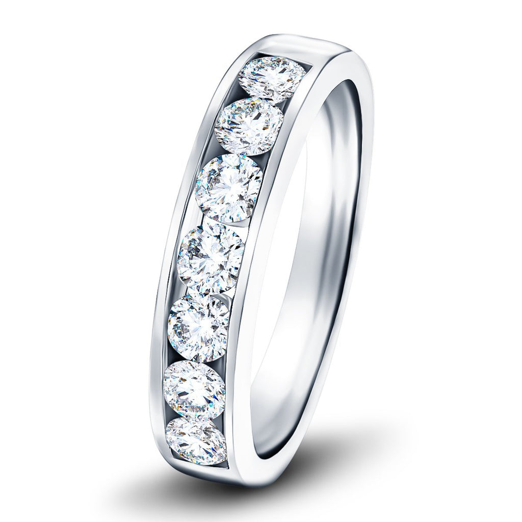 Diamond Channel Half Eternity Ring 1.00ct G/SI 18k White Gold 4.5mm - All Diamond