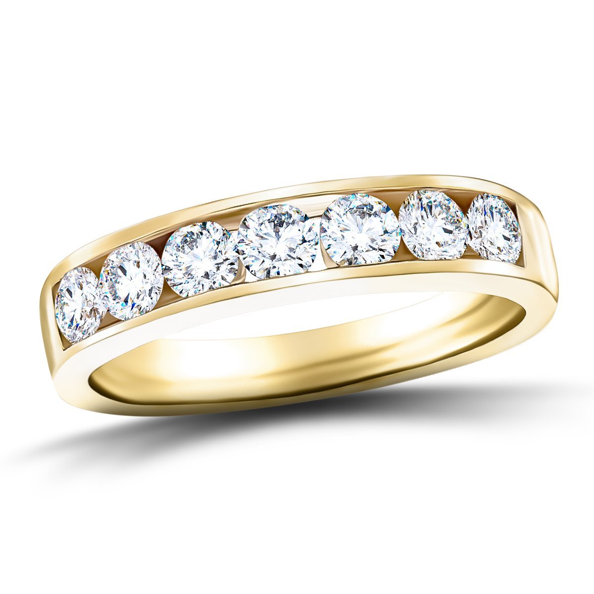 Diamond Channel Half Eternity Ring 1.00ct G/SI 18k Yellow Gold 4.5mm - All Diamond