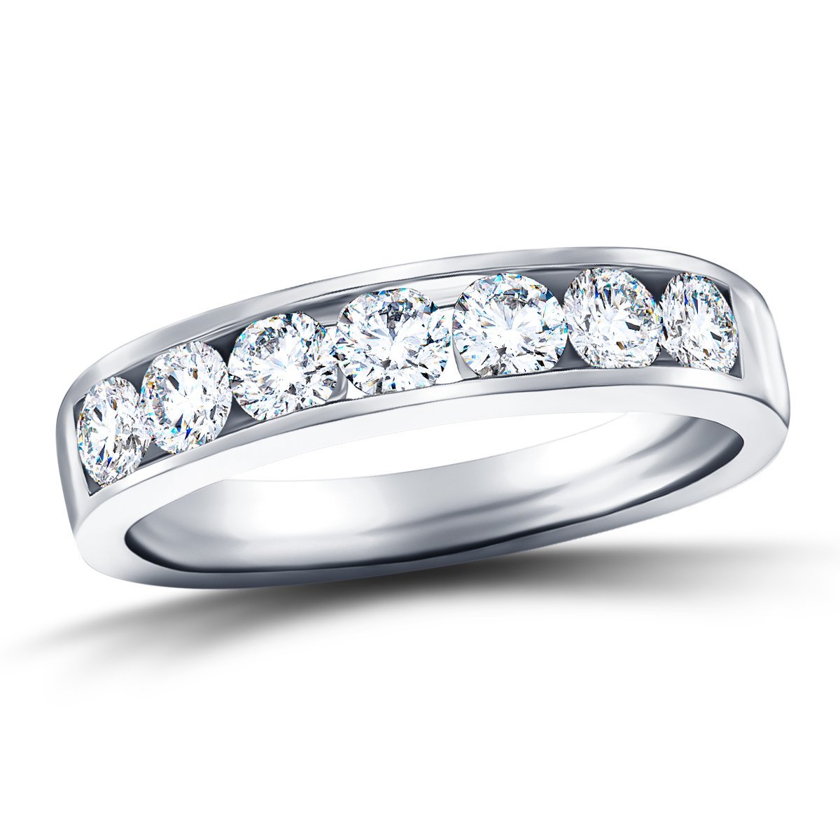 Diamond Channel Half Eternity Ring 1.50ct G/SI 18k White Gold 5.2mm - All Diamond