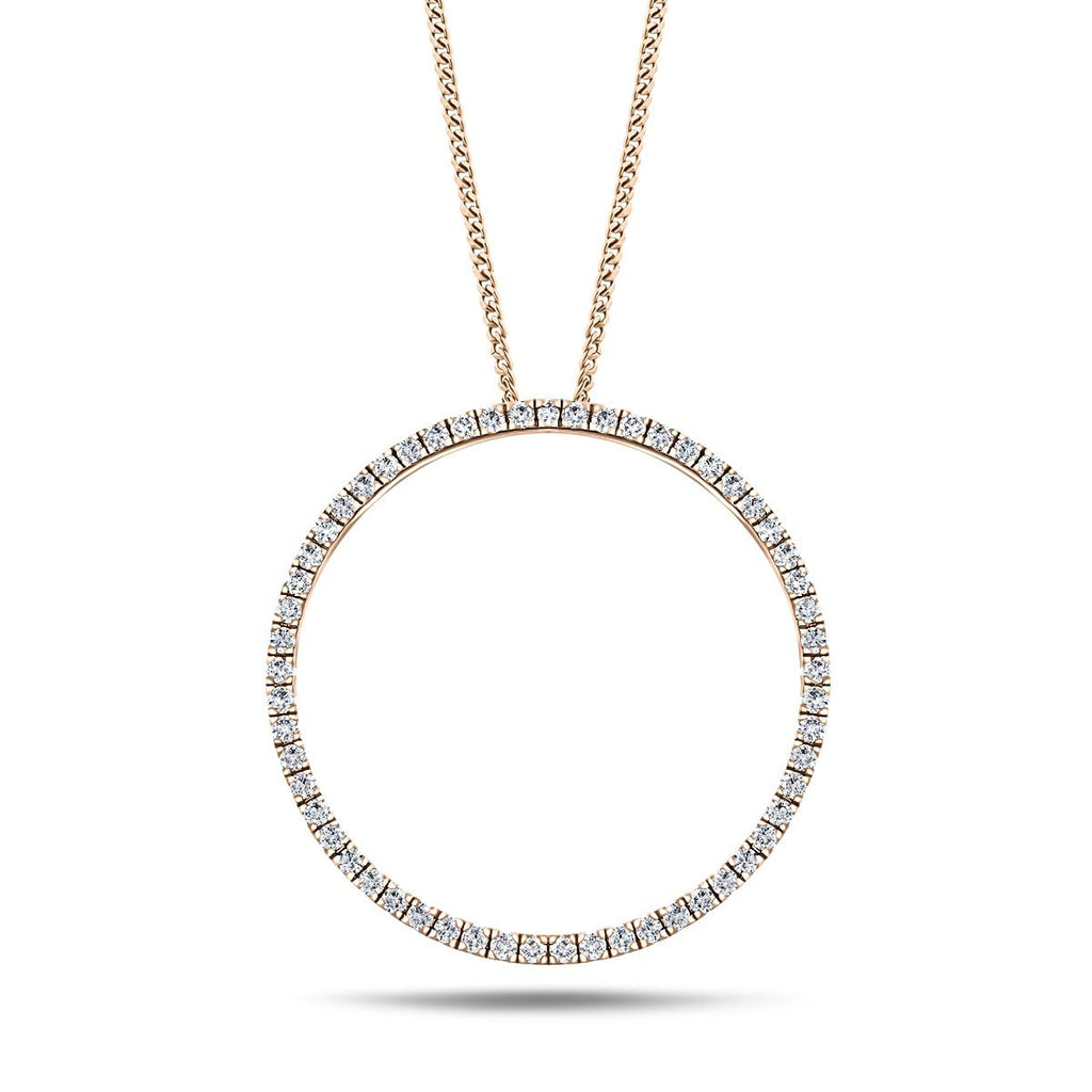 Diamond Circle Life Necklace 0.75ct G/SI Quality 18k Rose Gold W23.5 - All Diamond