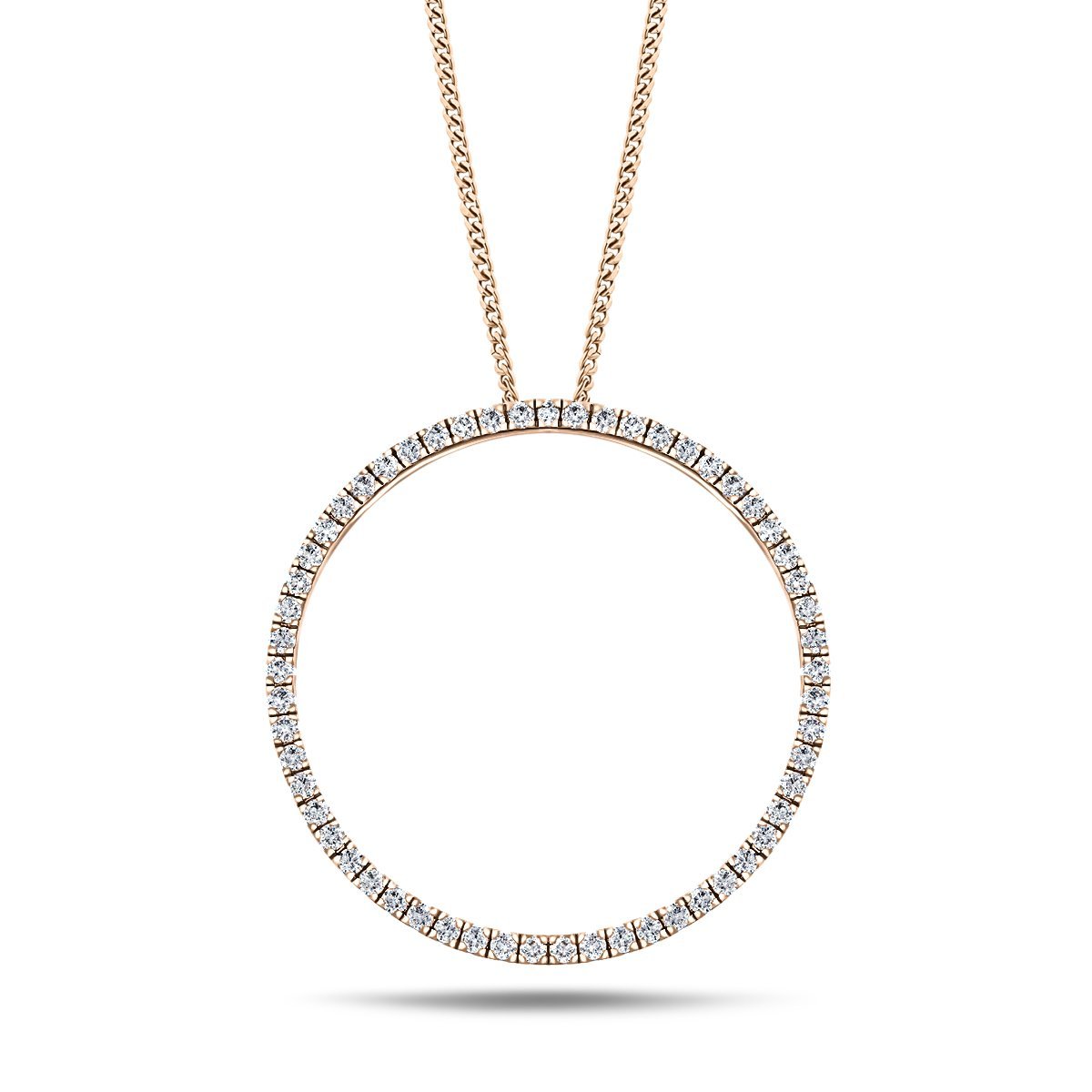 Diamond Circle Life Necklace 1.00ct G/SI Quality 18k Rose Gold W33.0 - All Diamond