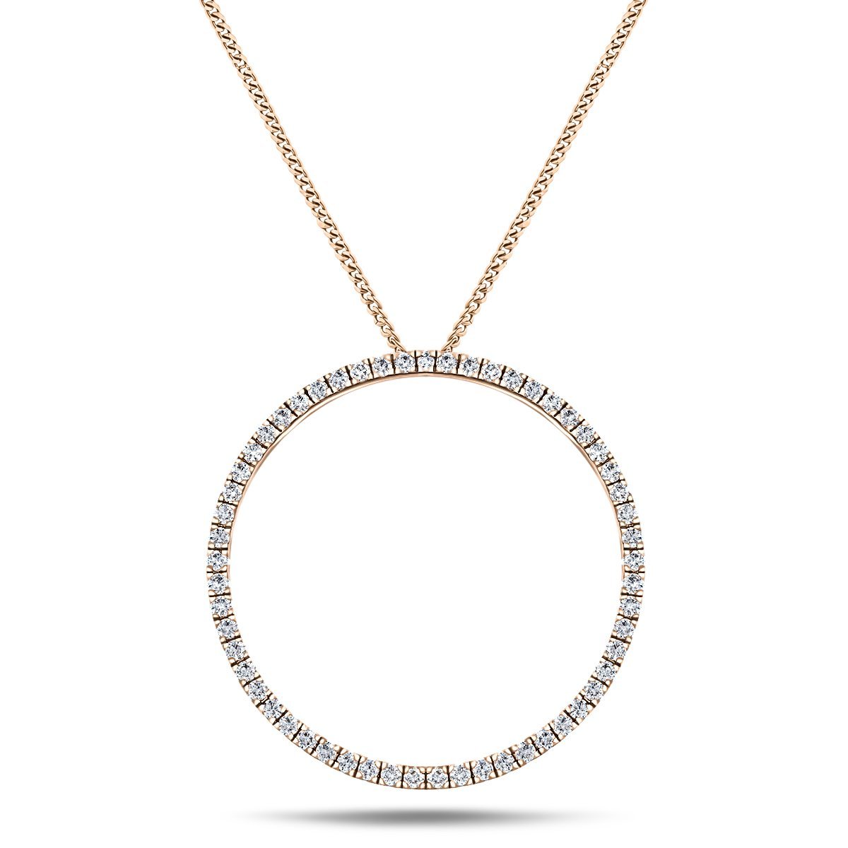 Diamond Circle Life Necklace 1.00ct G/SI Quality 18k Rose Gold W33.0 - All Diamond