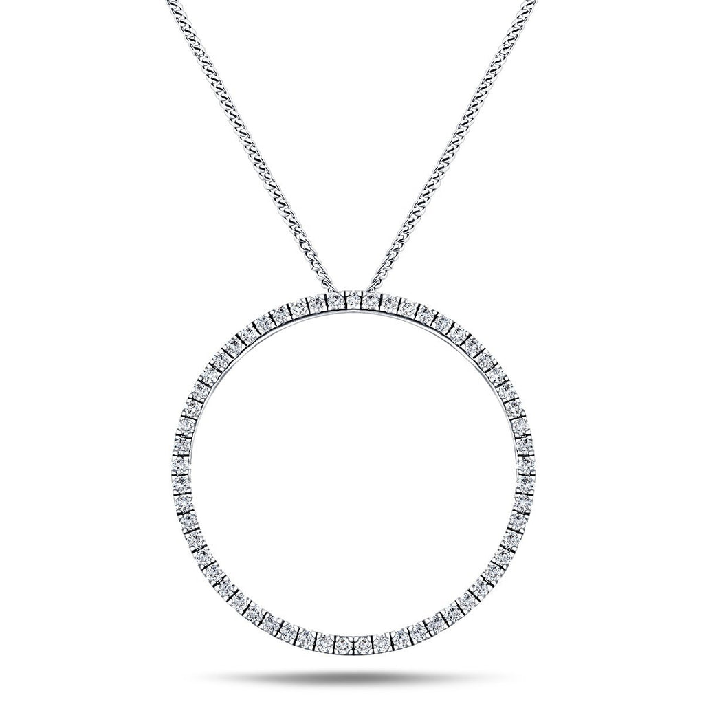 Diamond Circle Life Necklace 1.00ct G/SI Quality 18k White Gold W28.8 - All Diamond