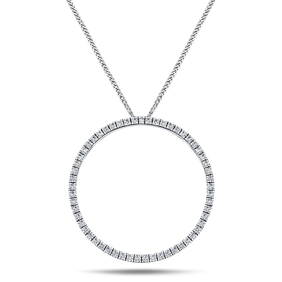 Diamond Circle Life Necklace 1.00ct G/SI Quality 18k White Gold W33.0 - All Diamond