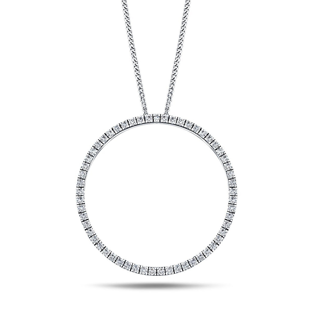 Diamond Circle Life Necklace 1.00ct G/SI Quality 18k White Gold W33.0 - All Diamond