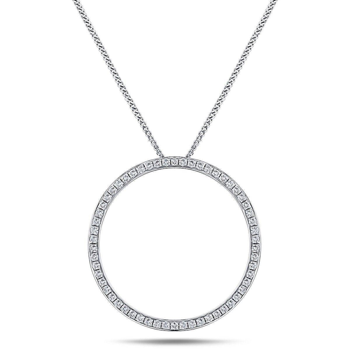 Diamond Circle Life Necklace 1.00ct G/SI Quality 18k White Gold W34.5 - All Diamond