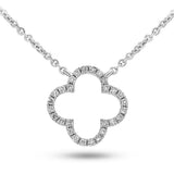 Diamond Clover Necklace 0.10ct G/SI Quality in 18k White Gold - All Diamond