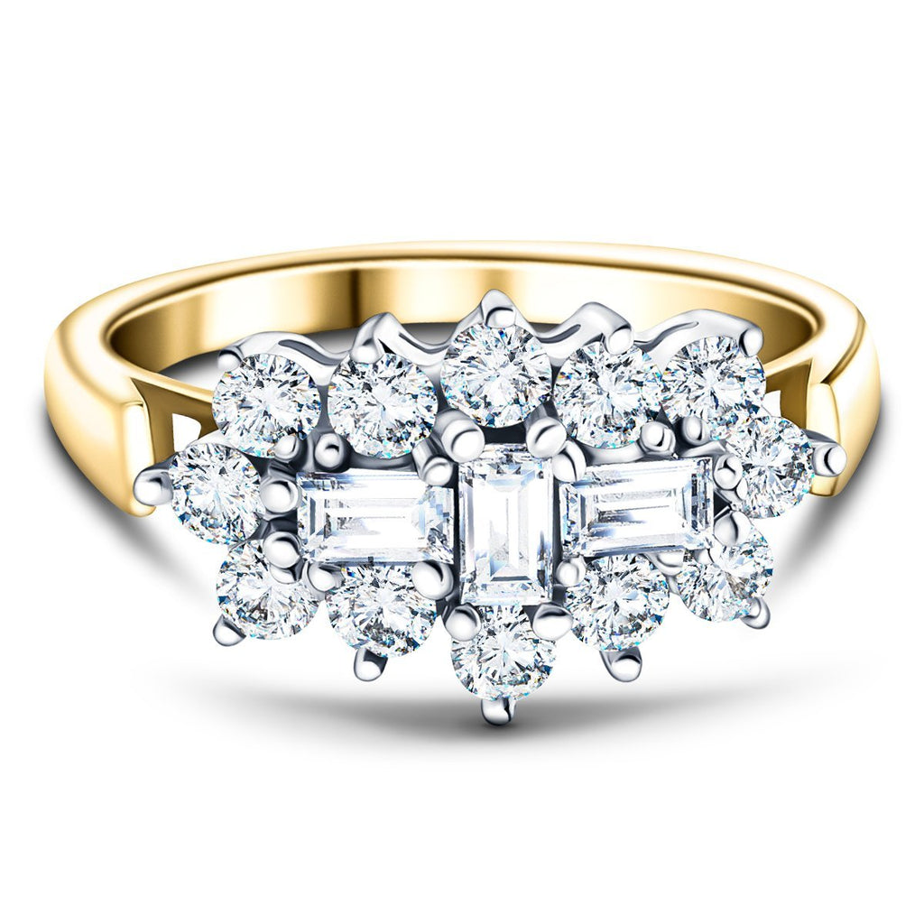 Diamond Cluster Boat Ring 2.00ct G/SI Quality in 18k Yellow Gold – All ...