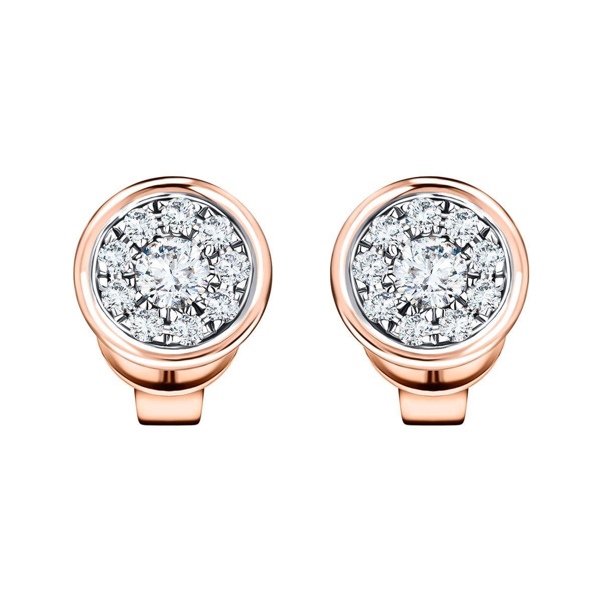 Diamond Cluster Circle Earrings 0.30ct G/SI Quality 18k Rose Gold - All Diamond