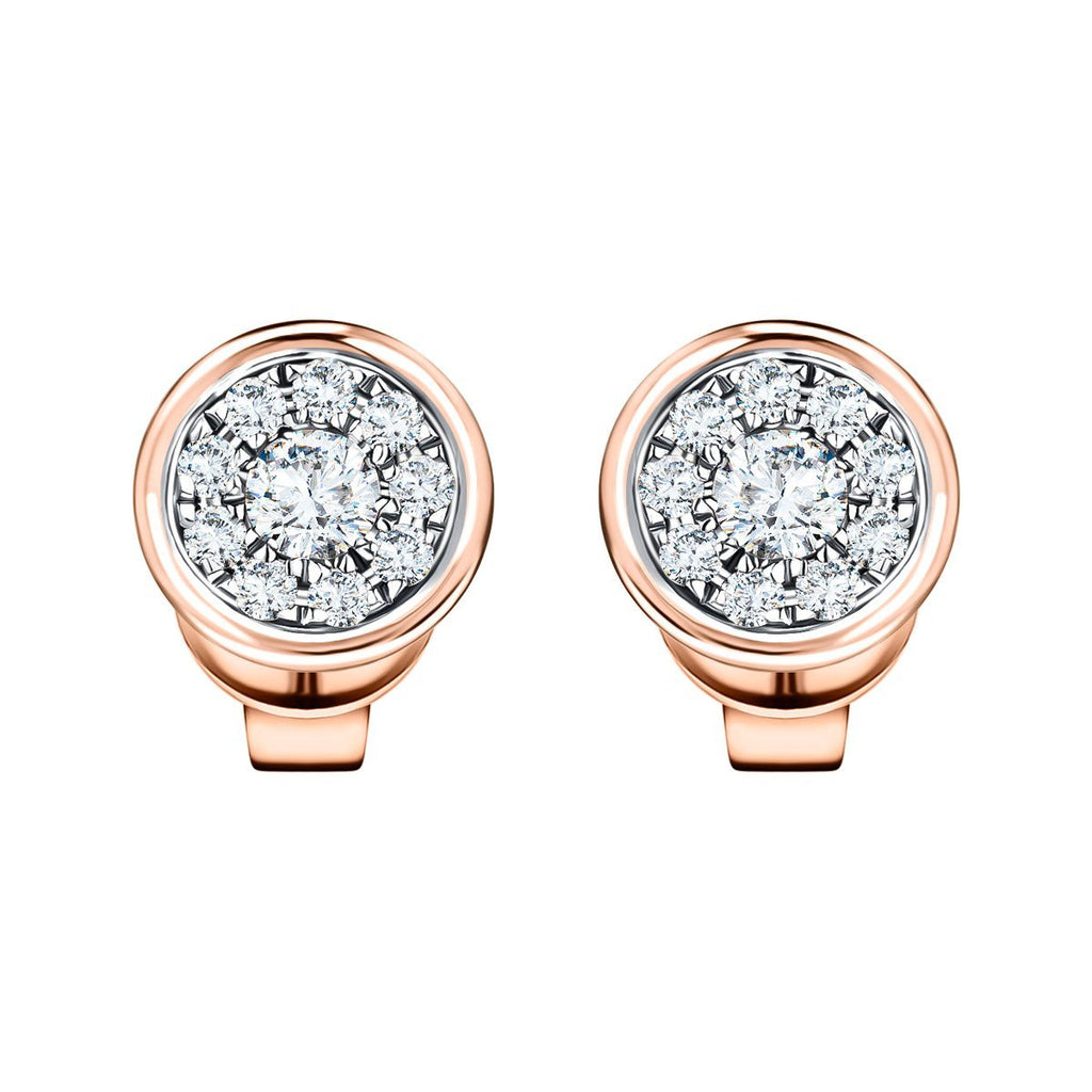 Diamond Cluster Circle Earrings 0.30ct G/SI Quality 18k Rose Gold - All Diamond