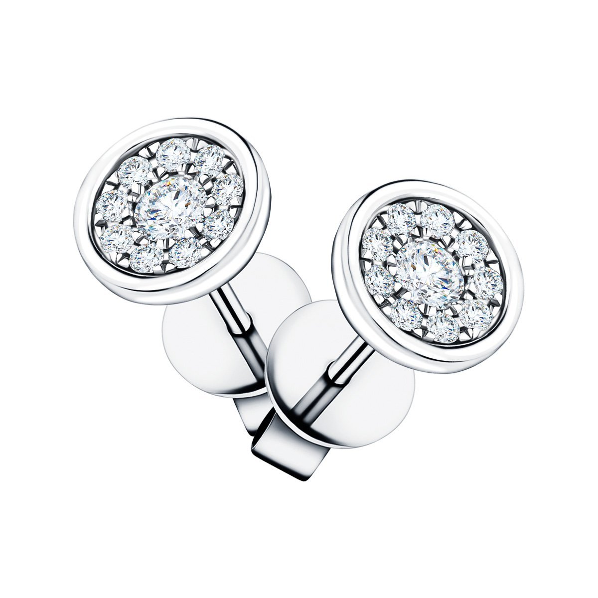 Diamond Cluster Circle Earrings 0.30ct G/SI Quality 18k White Gold - All Diamond