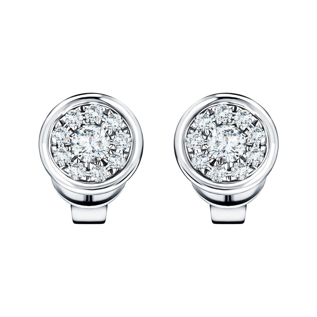 Diamond Cluster Circle Earrings 0.30ct G/SI Quality 18k White Gold - All Diamond