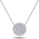 Diamond Cluster Circle Shape Necklace 0.40ct G/SI 18k White Gold - All Diamond