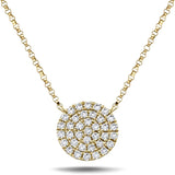 Diamond Cluster Circle Shape Necklace 0.40ct G/SI 18k Yellow Gold - All Diamond