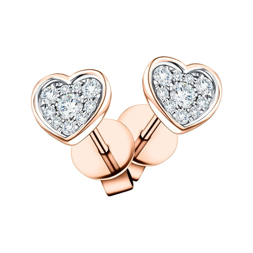 Diamond Cluster Heart Earrings 0.20ct G/SI Quality 18k Rose Gold - All Diamond