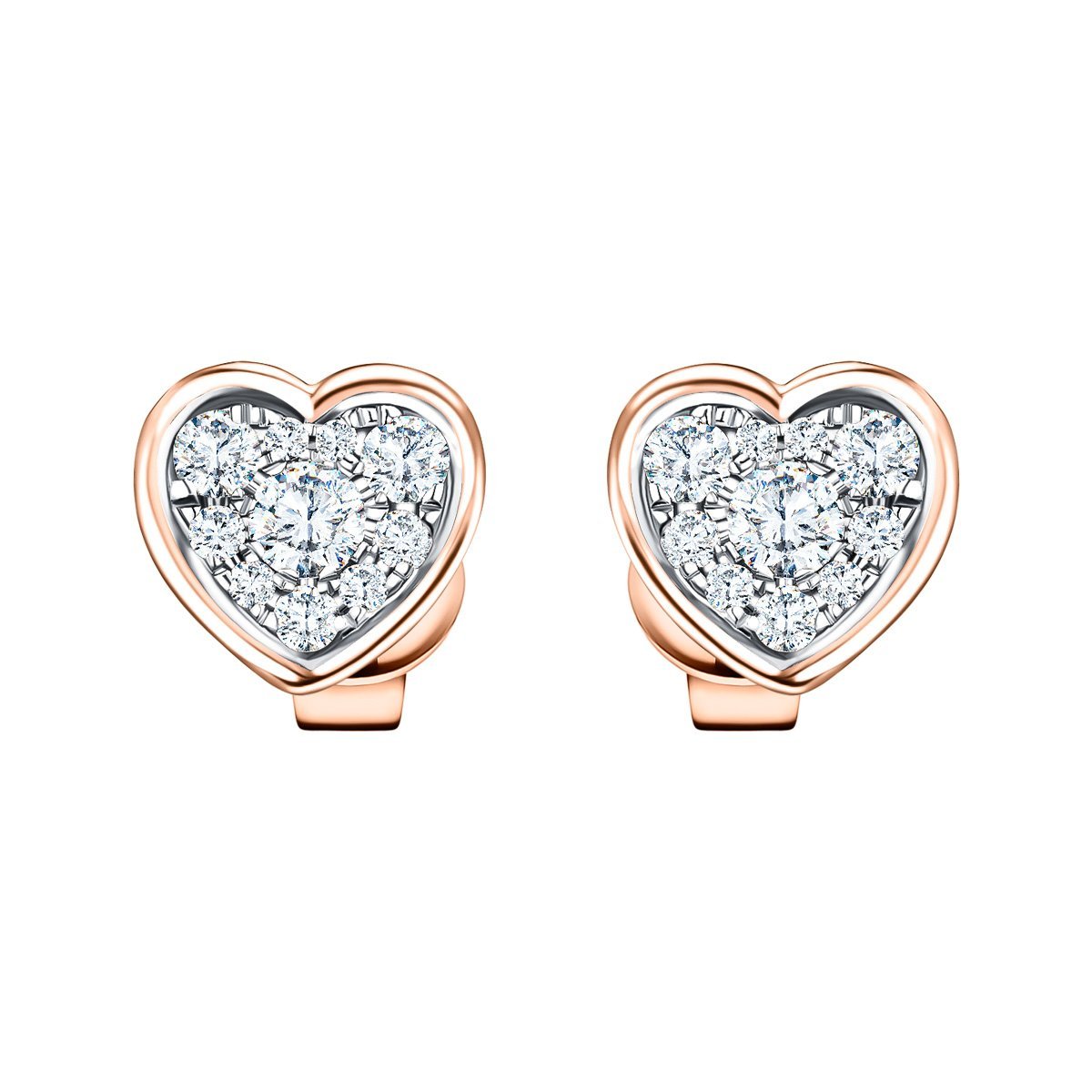 Diamond Cluster Heart Earrings 0.20ct G/SI Quality 18k Rose Gold - All Diamond