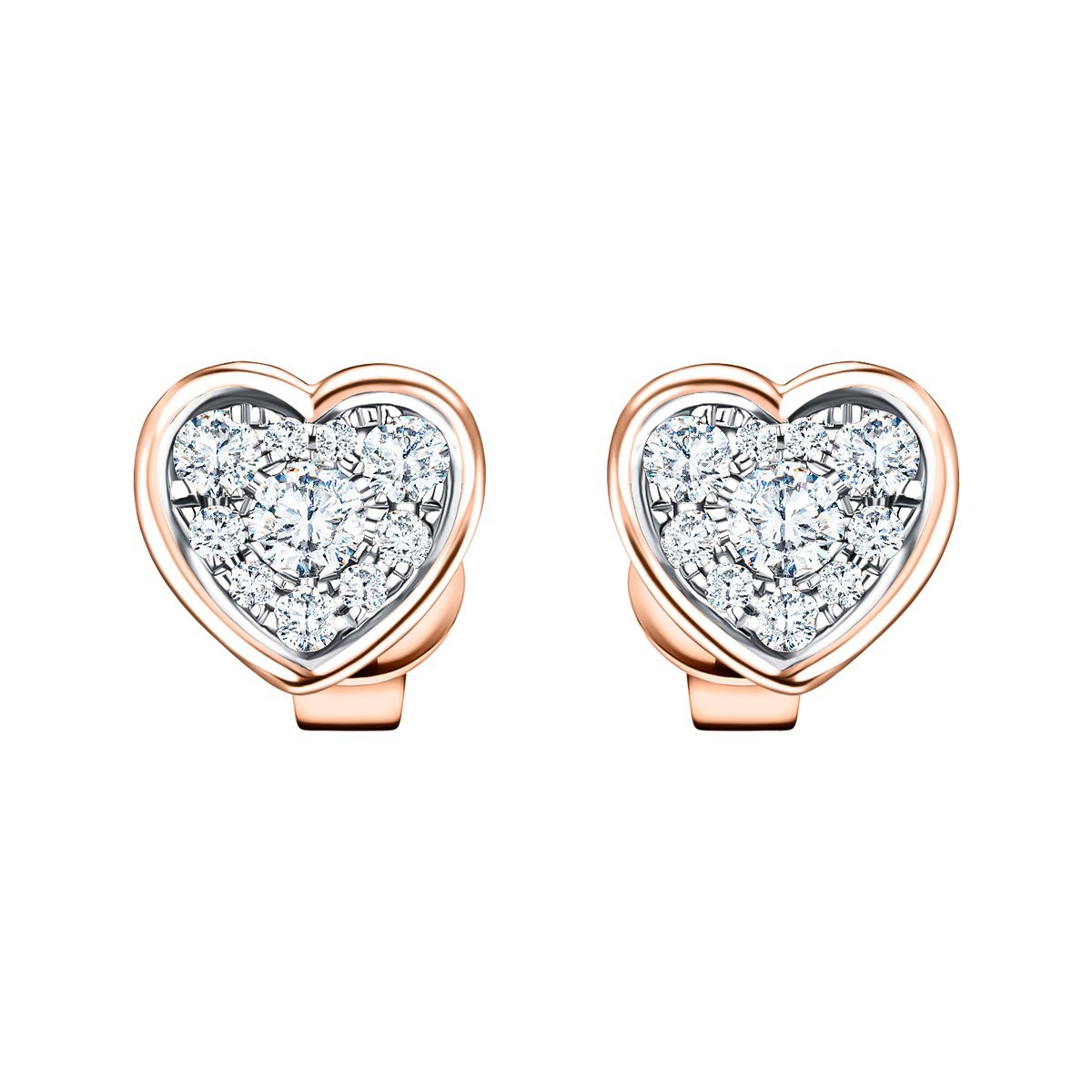 Diamond Cluster Heart Earrings 0.20ct G/SI Quality 18k Rose Gold - All Diamond