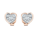 Diamond Cluster Heart Earrings 0.20ct G/SI Quality 18k Rose Gold - All Diamond