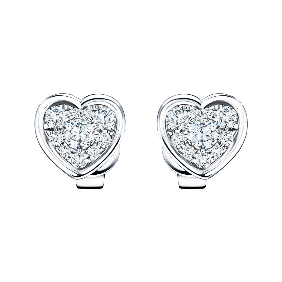 Diamond Cluster Heart Earrings 0.20ct G/SI Quality 18k White Gold - All Diamond