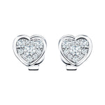 Diamond Cluster Heart Earrings 0.20ct G/SI Quality 18k White Gold - All Diamond
