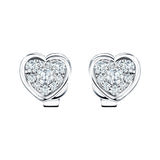 Diamond Cluster Heart Earrings 0.20ct G/SI Quality 18k White Gold - All Diamond