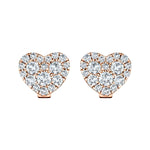 Diamond Cluster Heart Earrings 0.70ct G/SI 18k Rose Gold - All Diamond