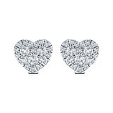 Diamond Cluster Heart Earrings 0.70ct G/SI 18k White Gold - All Diamond