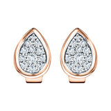 Diamond Cluster Pear Earrings 0.20ct G/SI Quality 18k Rose Gold - All Diamond