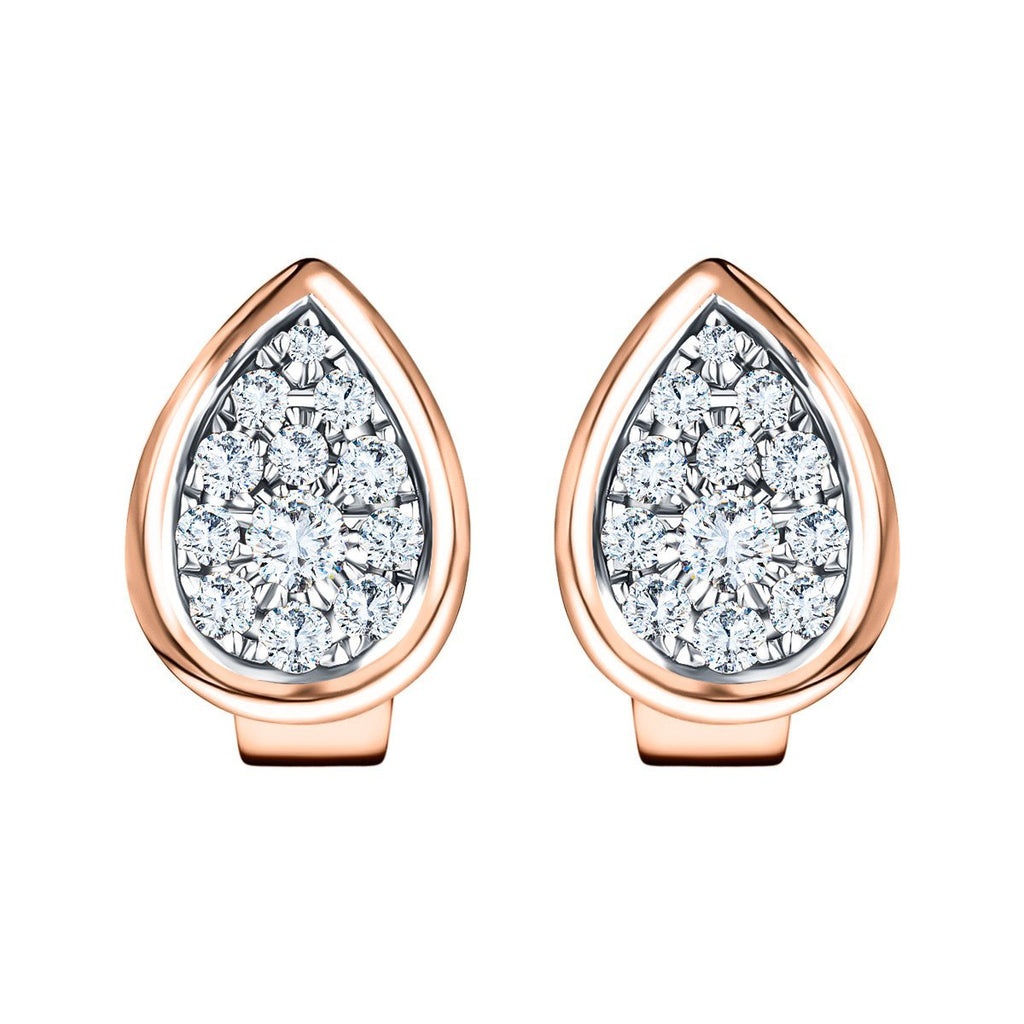 Diamond Cluster Pear Earrings 0.20ct G/SI Quality 18k Rose Gold - All Diamond