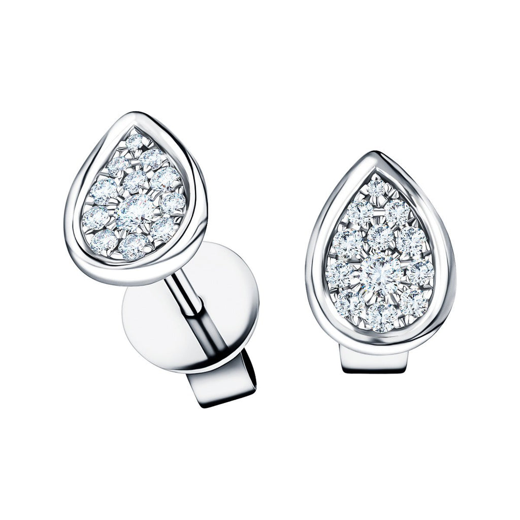 Diamond Cluster Pear Earrings 0.20ct G/SI Quality 18k White Gold - All Diamond