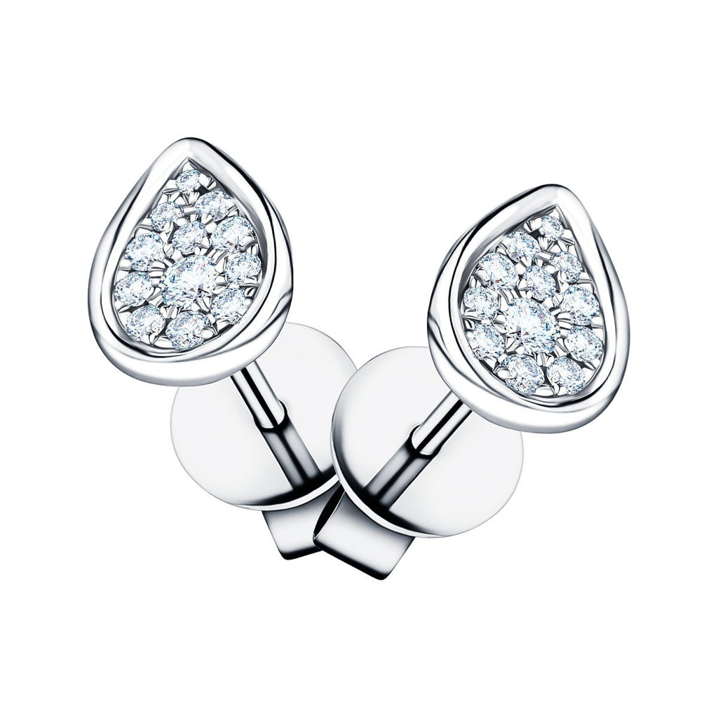 Diamond Cluster Pear Earrings 0.20ct G/SI Quality 18k White Gold - All Diamond