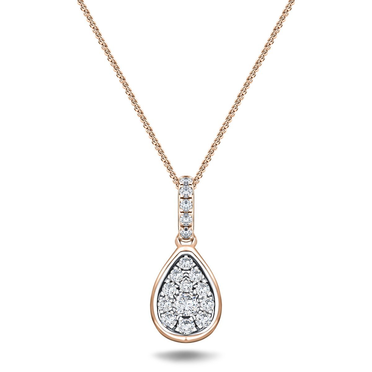 Diamond Cluster Pendant Necklace 0.20ct G/SI 18k Rose Gold 7.0mm - All Diamond