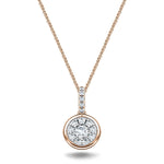 Diamond Cluster Pendant Necklace 0.27ct G/SI 18k Rose Gold 8.0mm - All Diamond