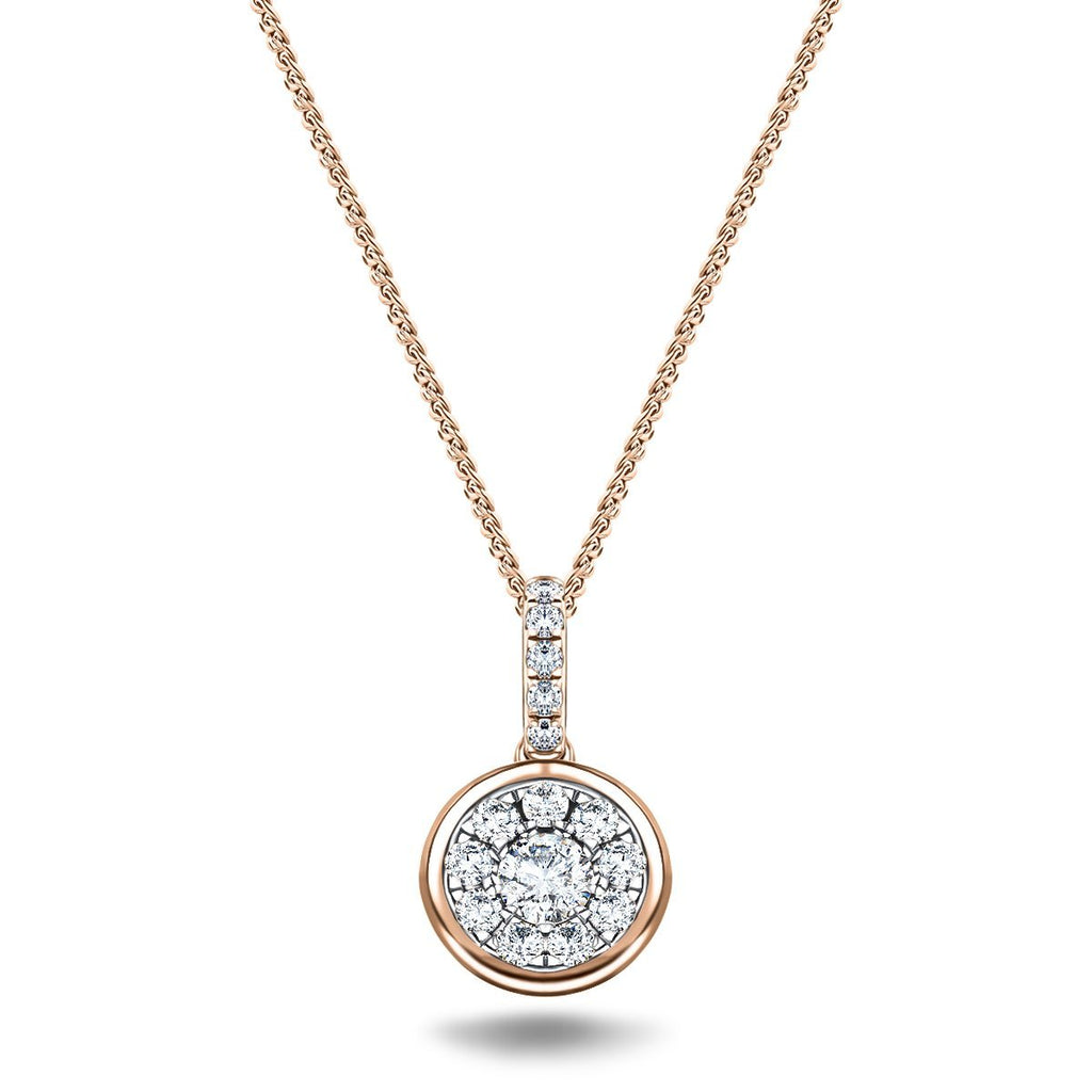 Diamond Cluster Pendant Necklace 0.27ct G/SI 18k Rose Gold 8.0mm - All Diamond