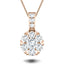 Diamond Cluster Pendant Necklace 0.35ct G/SI 18k Rose Gold 7.0x13.0