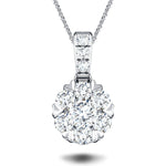 Diamond Cluster Pendant Necklace 0.35ct G/SI 18k White Gold 7.0x13.0 - All Diamond