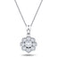 Diamond Cluster Pendant Necklace 0.35ct G/SI 18k White Gold 9.0x15.6 - All Diamond