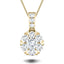 Diamond Cluster Pendant Necklace 0.35ct G/SI 18k Yellow Gold 7.0x13.0