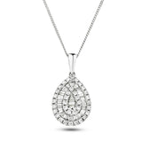 Diamond Cluster Pendant Necklace 0.40ct G/SI 18k White Gold 9.0x17.5 - All Diamond