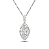 Diamond Cluster Pendant Necklace 0.50ct G/SI 18k White Gold 8.6x20.7 - All Diamond