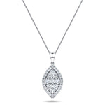 Diamond Cluster Pendant Necklace 0.60ct G/SI 18k White Gold 9.1x21.5 - All Diamond