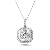 Diamond Cluster Pendant Necklace 0.65ct G/SI 18k White Gold 10.0x17.0 - All Diamond