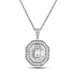 Diamond Cluster Pendant Necklace 0.65ct G/SI 18k White Gold 12.0x19.0 - All Diamond